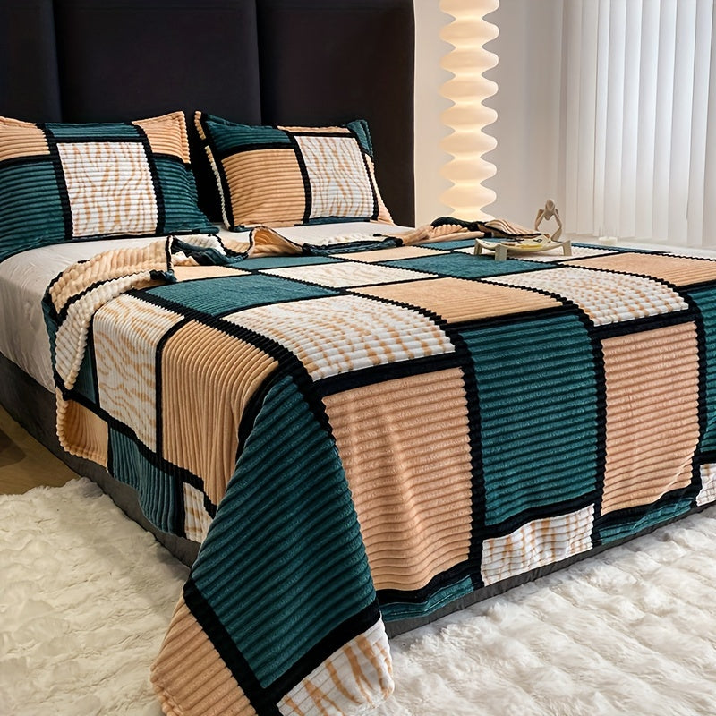 This versatile plaid plush blanket is perfect for all your needs. Whether you're looking for a cozy throw blanket for the sofa, a warm shawl for the office, or a comfortable bed cover for sleeping, this multifunctional blanket has you covered. Its