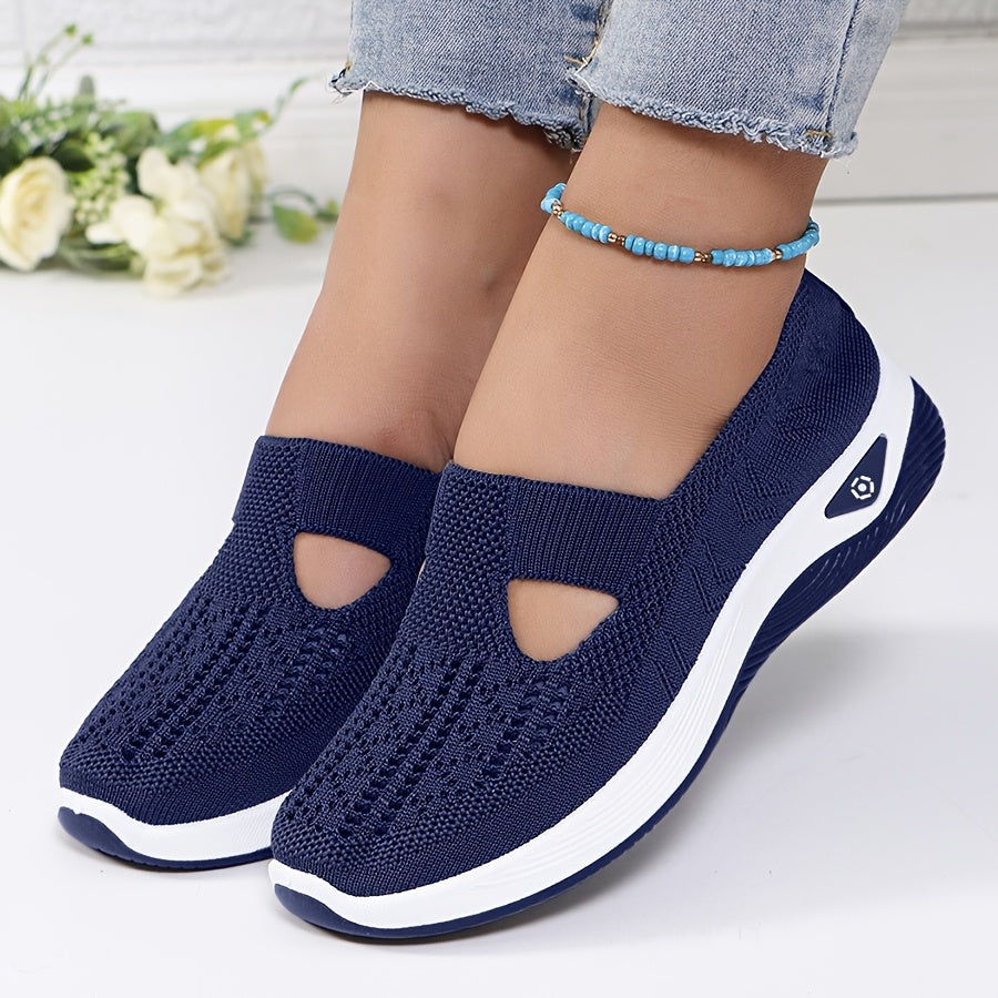 2024 New Style Women's Shoes: Breathable Knitted, Trendy Lace-Up Sports Shoes for Cross-Border Trade.