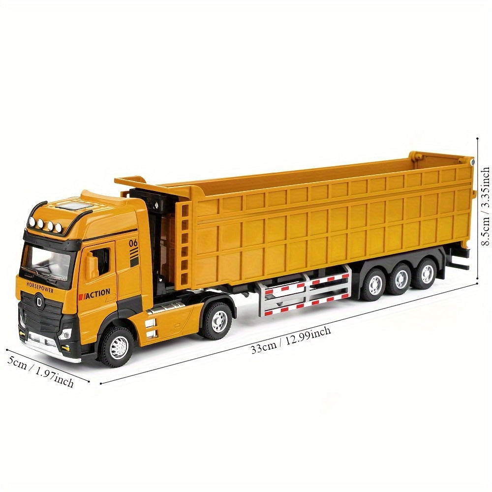 Large yellow alloy construction truck toy for boys, ideal for winter