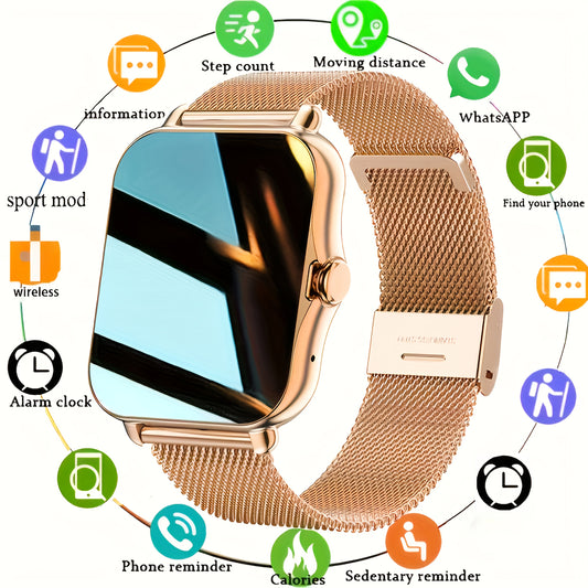 The new sports smartwatch has wireless calling, motion tracking, photography, and music control features. It is compatible with Android and iPhone, making it a stylish gift for both men and