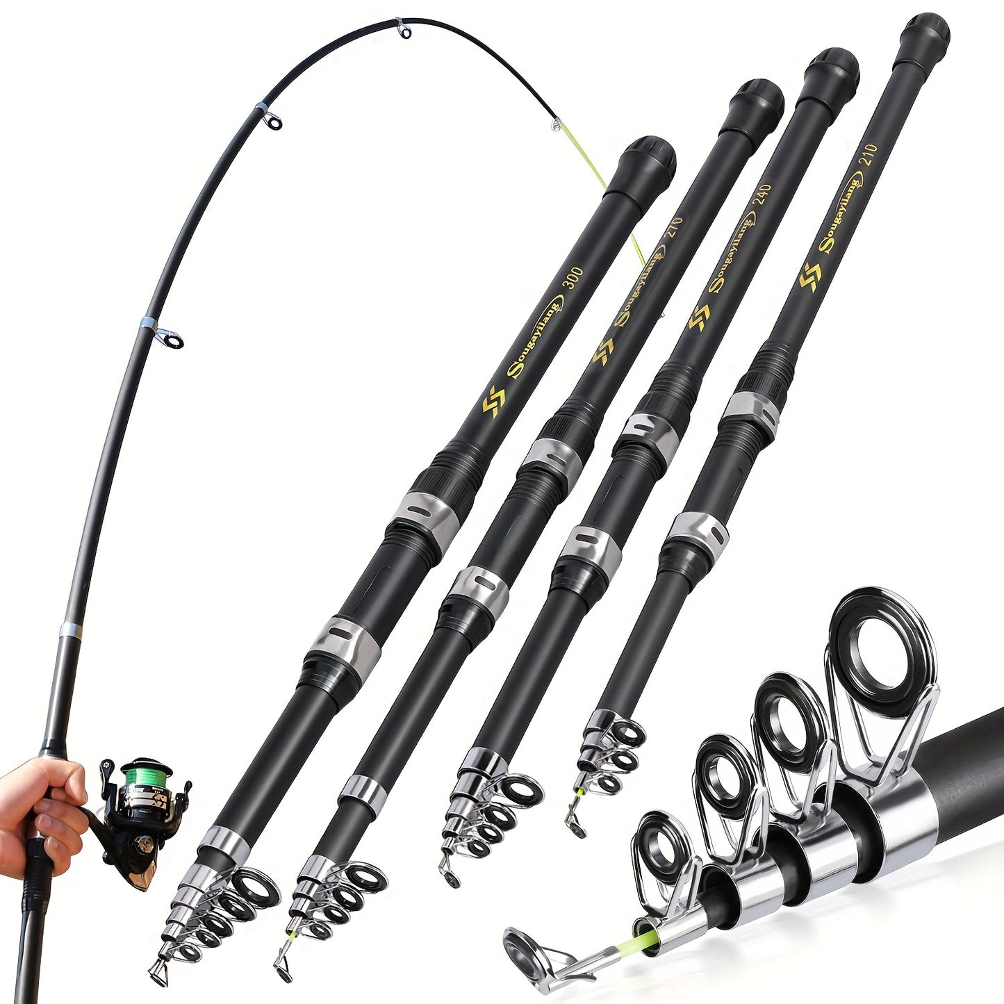 Sougayilang Telescopic Fiberglass Fishing Rod: Durable and Portable.