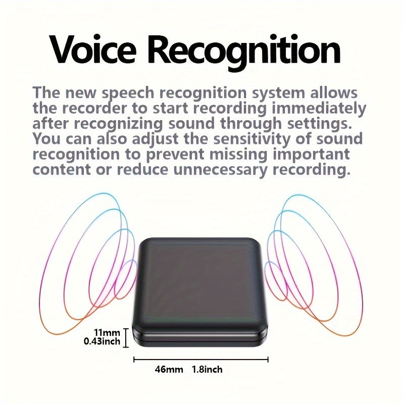 32GB/64GB voice recorder with noise reduction, MP3 playback, and portable design for recordings in various settings like interviews, lectures, meetings, and classrooms.