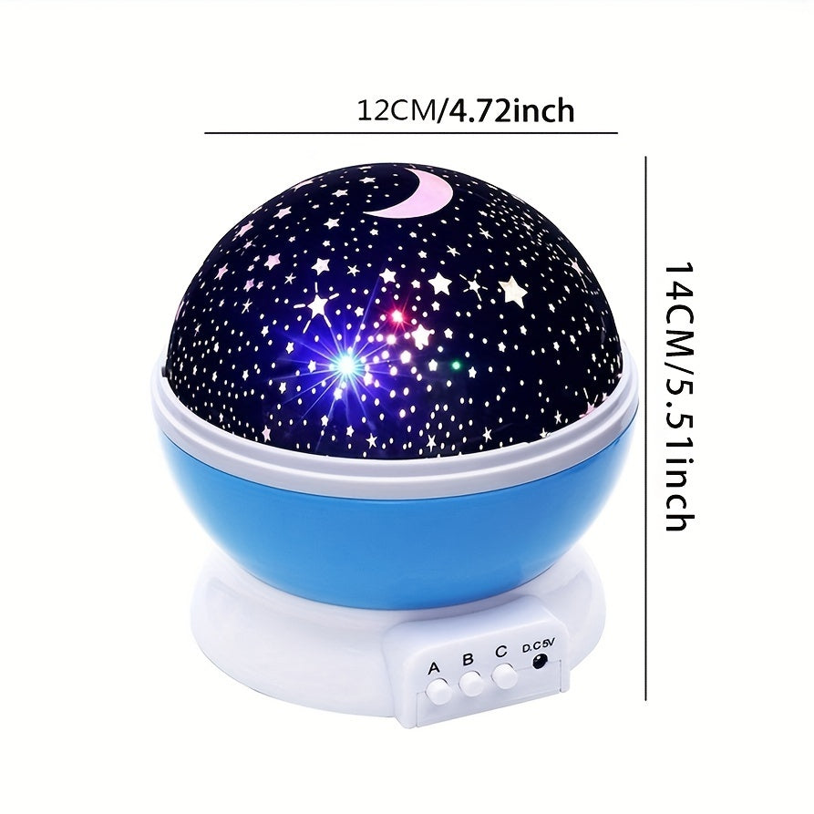 Dream Luminous Lamp: Transform your room into a starry night sky with this unique 1pc Star Night Light. Featuring 12 colors changing light modes and a 360° rotating moon star projector, this lamp comes with a USB cable for convenient charging. Give the