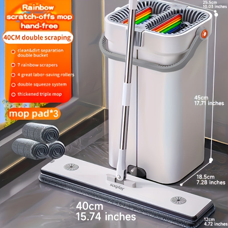 Introducing the 2024 New Model Rainbow Washable Flat Mop with Bucket – the ultimate all-in-one wet and dry mop for your home cleaning needs. Made from durable plastic and PP material, this versatile cleaning tool set is perfect for use in the living