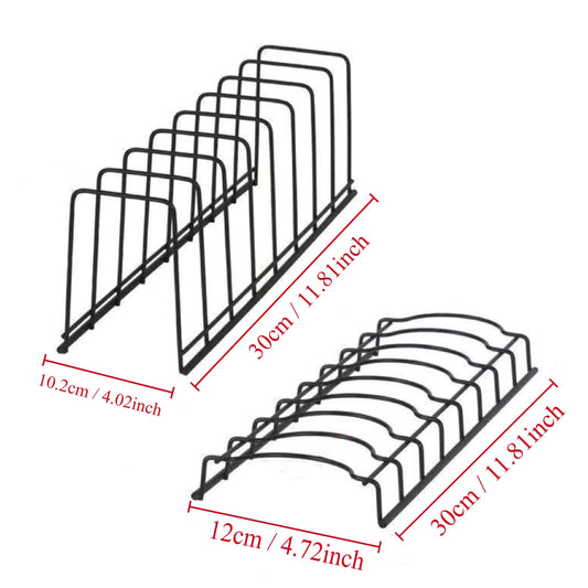 Stainless Steel Dish Rack Set of 2 - Sleek Space-Saving Organizer for Plates, Bowls & Utensils - Sturdy Metal Storage with Multiple Compartments - Perfect for Home Kitchen, Countertop Dish Drying Rack