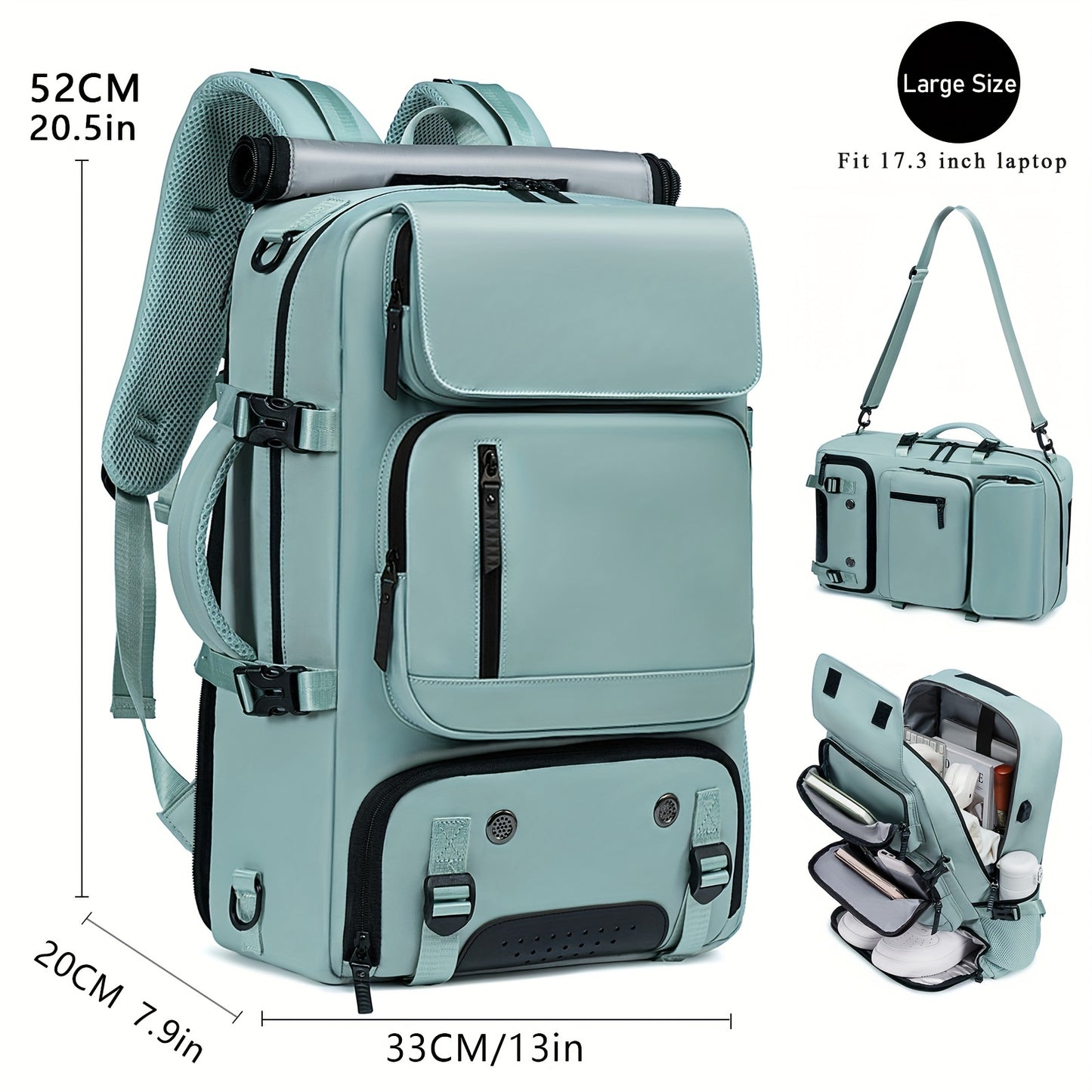 Waterproof 43.94cm laptop backpack set with USB charging port, separate shoe compartment, hand washable polyester street style backpack with sewing thread detail - ideal for business