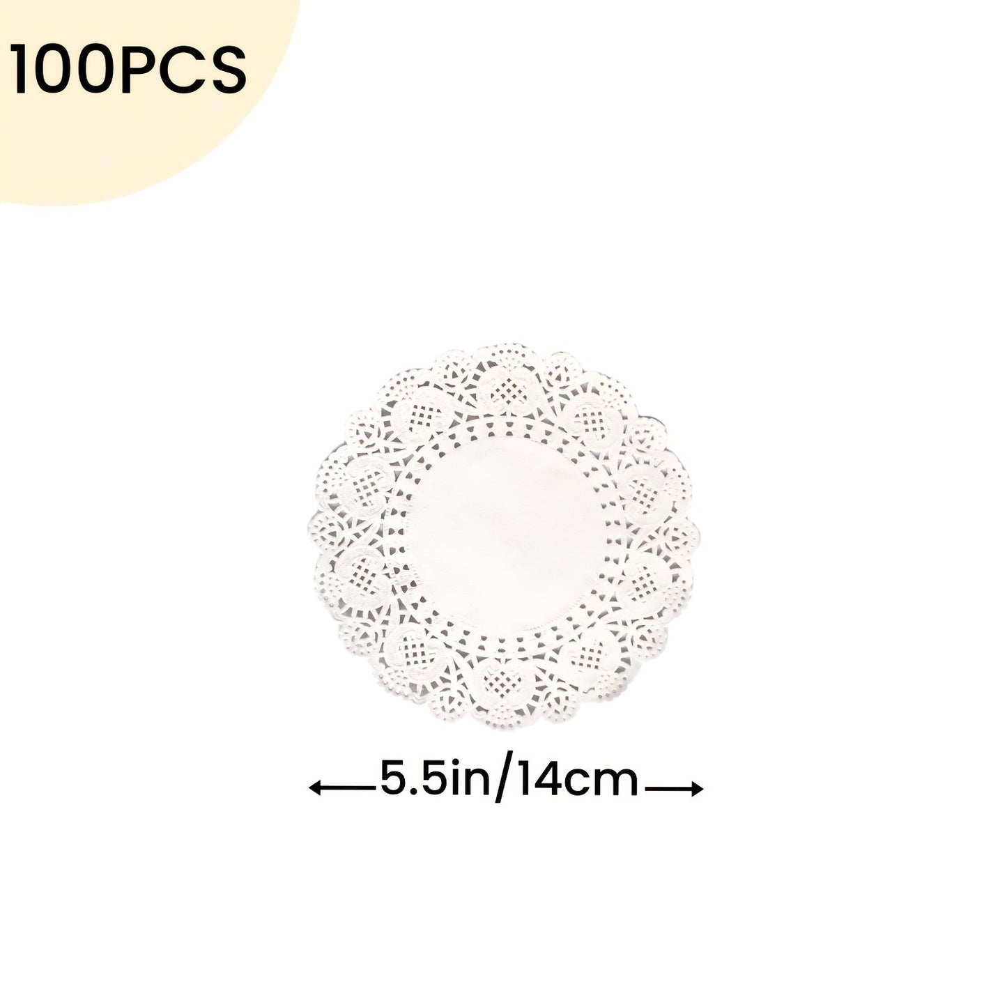 100 Elegant White Lace Paper Doilies in Various Sizes - Suitable for Food Use, Single-Use Table Mats for Desserts, Coffee, and Cakes - Perfect for Special Occasions like Weddings, Birthdays, and Graduations - Sturdy and Ornamental with Delicate Lace