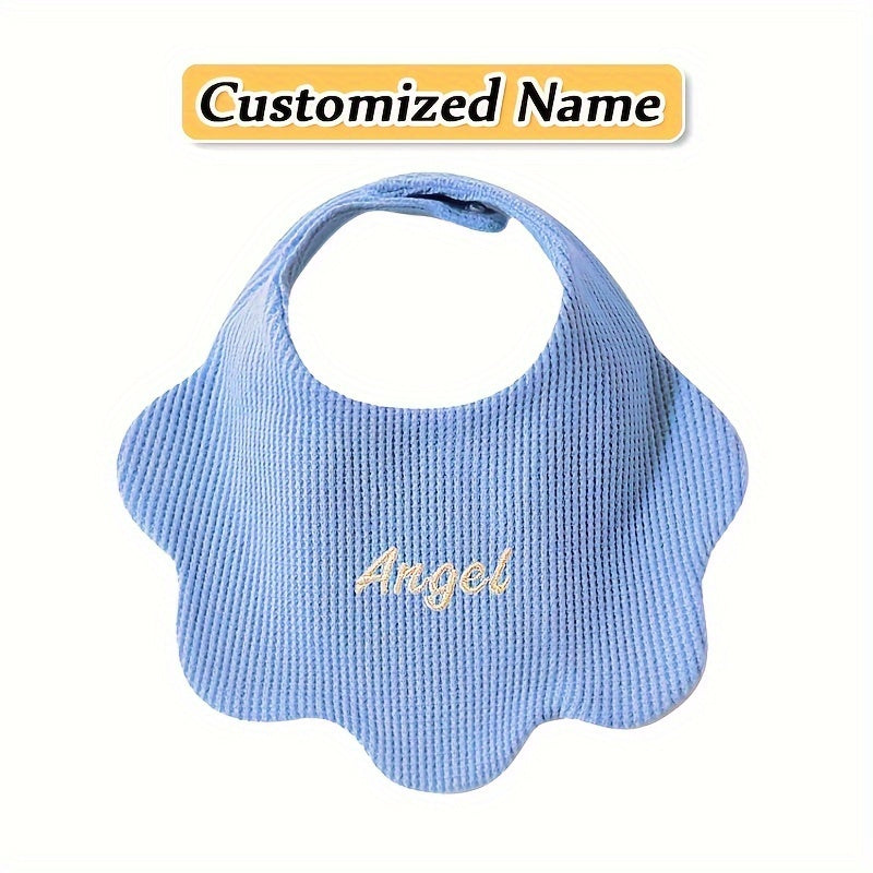 3 Packs of Pure Cotton Baby Bibs with Customized Name, Soft and Breathable, Highly Absorbent, Adjustable Snaps, Ideal Birth or Holiday Gift