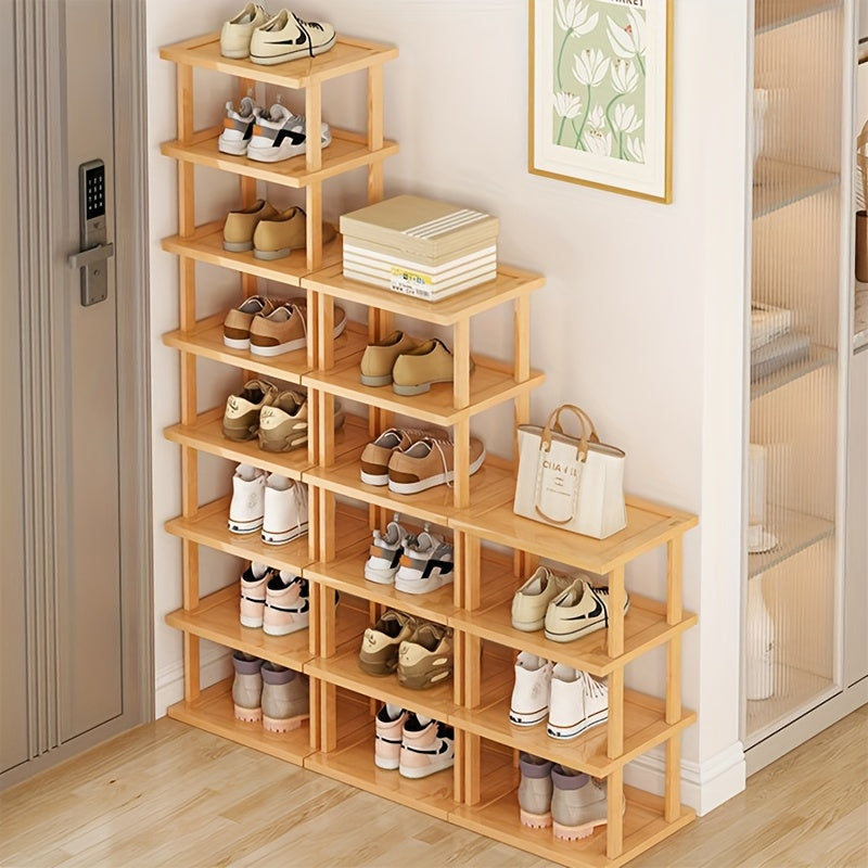 Bamboo Shoe Rack with 6 Tiers, Freestanding Vertical Shoe Organizer, Compact Storage Solution for Any Room, Quick and Easy Assembly, No Power Required