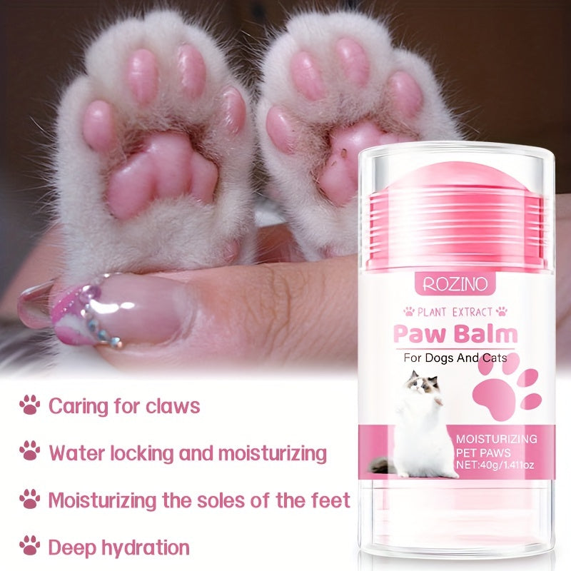 ROZINO Paw Balm - 40g stick for dogs & cats, moisturizing and repairing, soothes dry paws, non-greasy, portable and protective.