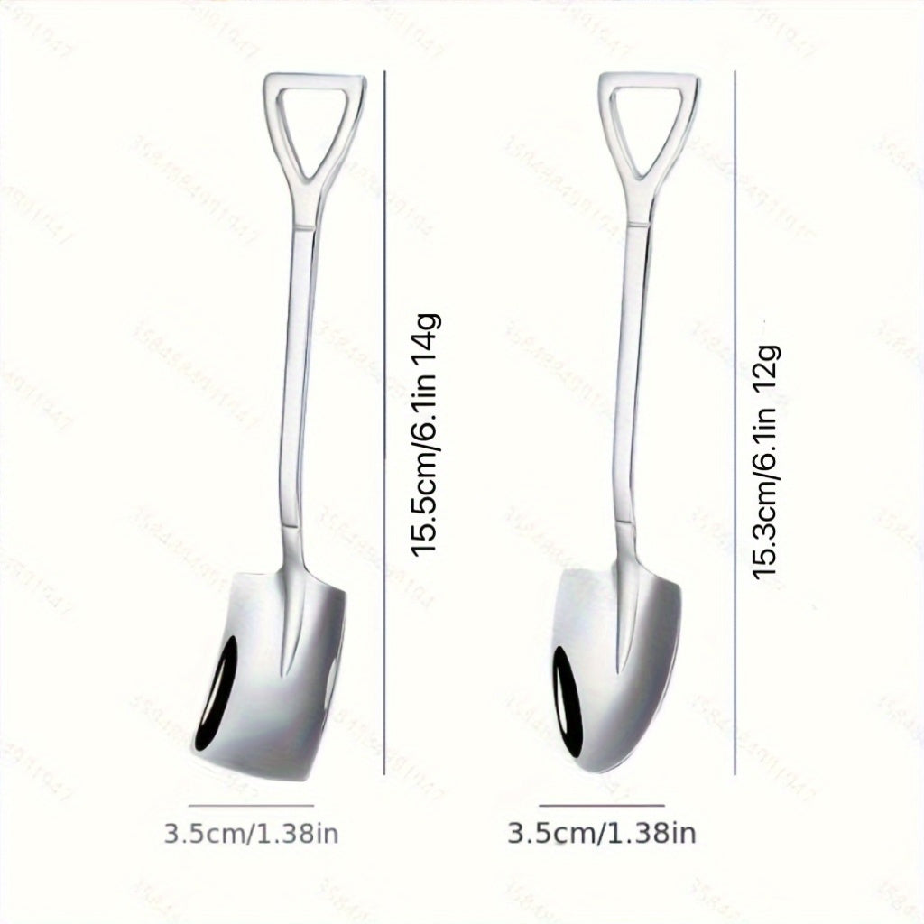 Stainless Steel Spoon Set includes 4 pieces: Watermelon Spoon, Dessert Spoon, and Ice Cream Spoon. Perfect for use in homes, dorms, kitchens, restaurants, and hotels. Essential kitchen supplies for serving and eating.