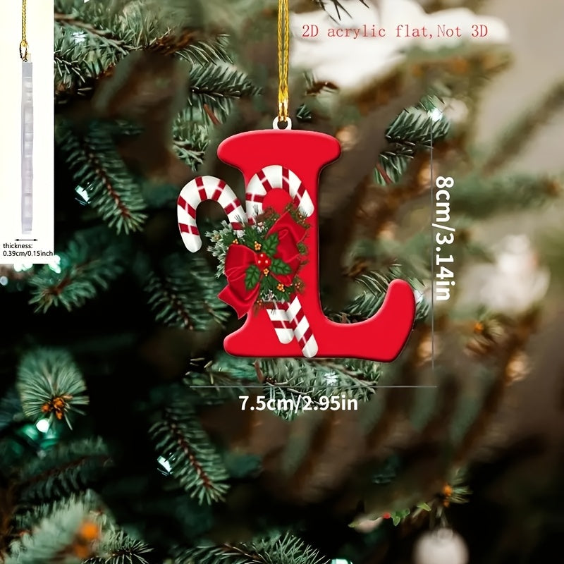 26pcs Art Letters Christmas Tree Ornaments, Acrylic Hanging Pendants for Home and Party Decoration, Unique Shapes, Suitable for Various Occasions.