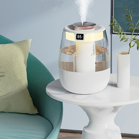 USB humidifier with ultra-quiet double mist, large capacity, silent operation, ABS plastic construction, humidity display, suitable for different room types, operating voltage ≤36V.