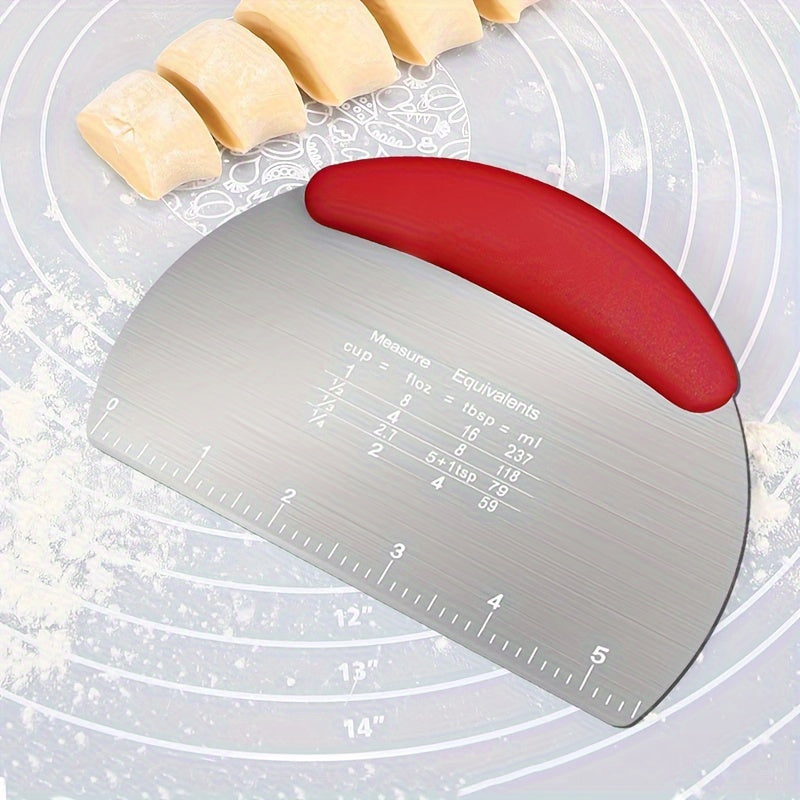 Durable Stainless Steel Dough Scraper with Measurement Marks - Ideal for Baking, Cake Decorating & Pastry Making - High-Quality Kitchen Tool, Great for Holiday Baking