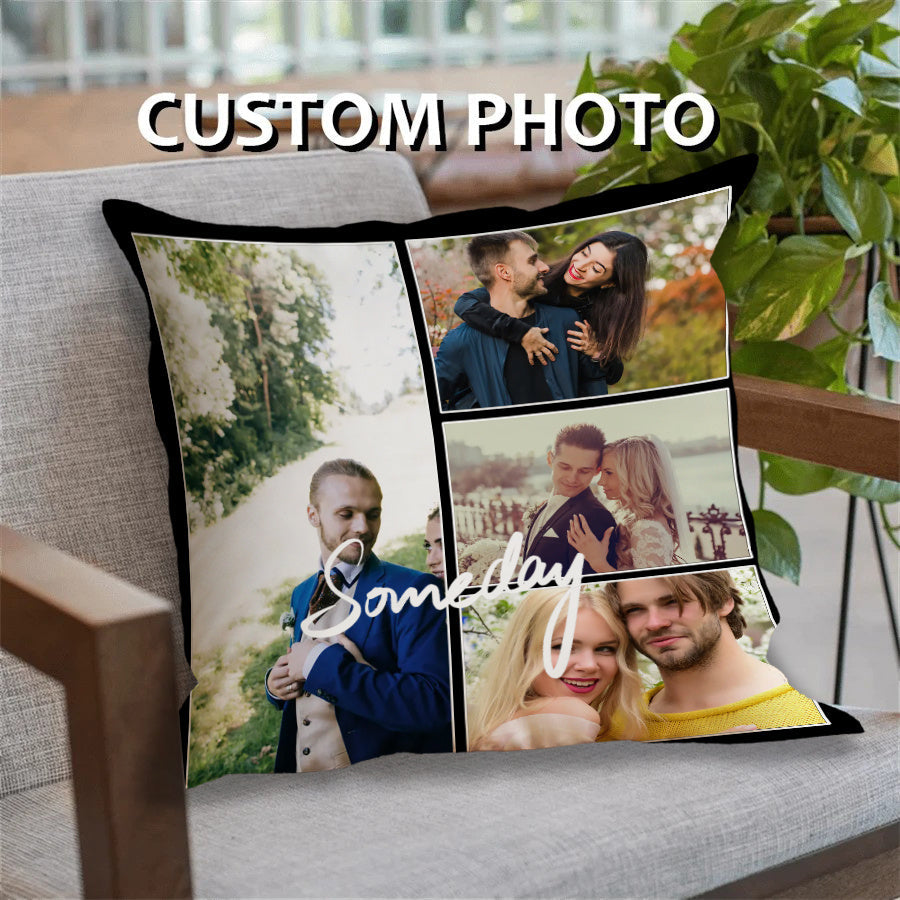 CozyCrafter Personalized Custom Photo Cushion Cover - Square Throw Pillow Case, Soft Polyester, Machine Washable, Perfect for Room Decor, Great Gift Idea for Weddings and Mother's Day. Single-side print, insert not included.