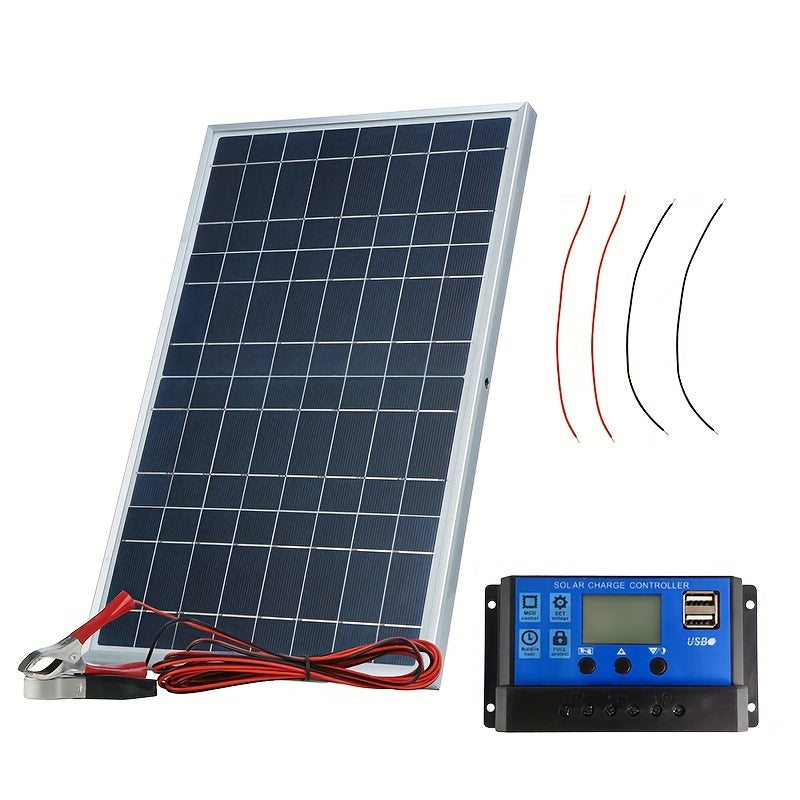 Portable power generator with detachable controller for solar charging.