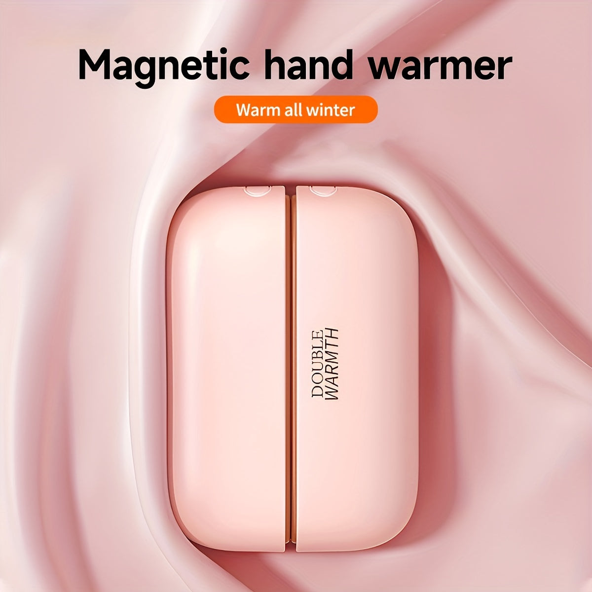 Two rechargeable hand warmers with magnetic USB-C electric heaters, compact pocket size, providing up to 140°F of heat. Perfect for outdoor activities and camping.