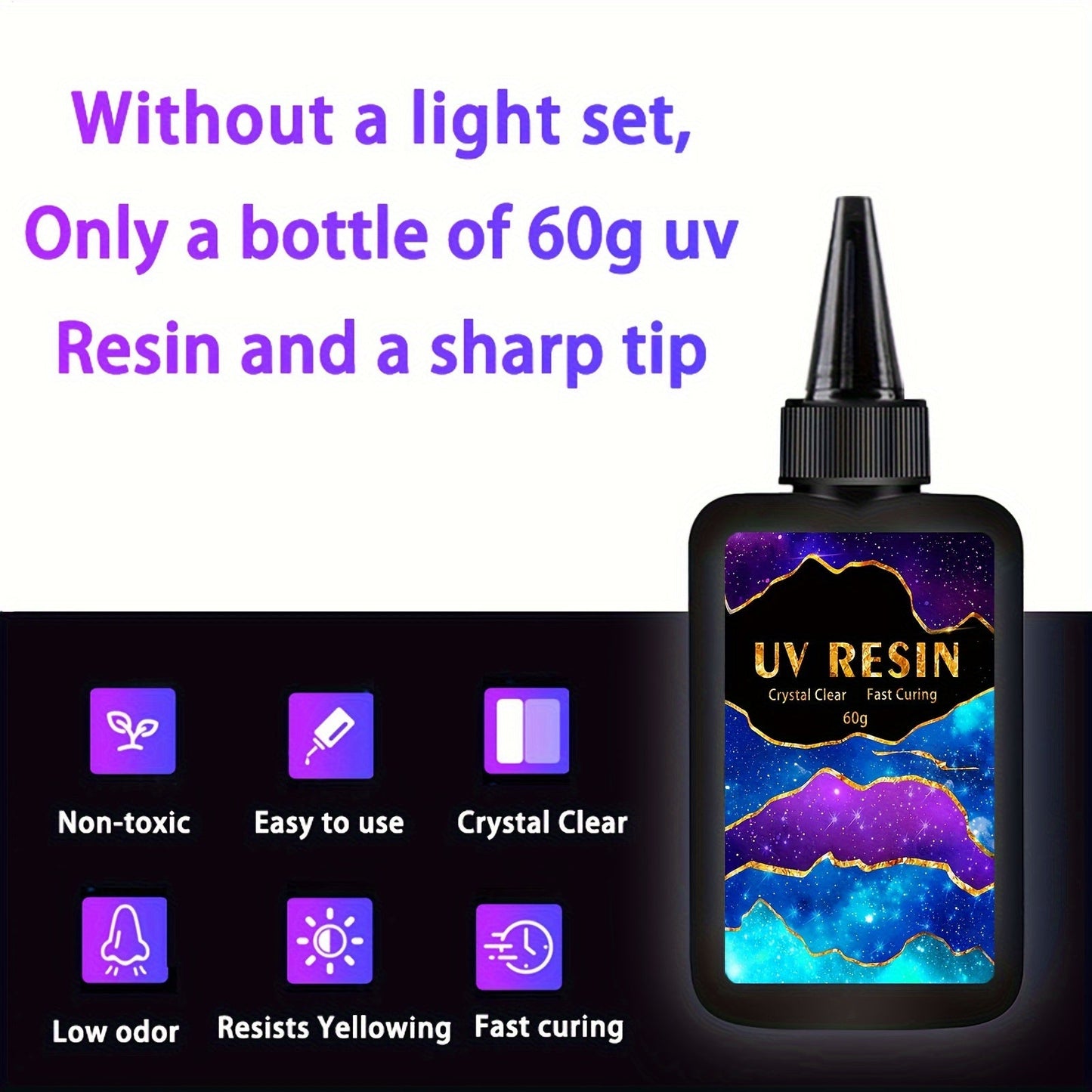 Upgrade your art and jewelry-making projects with this UV Resin Kit, available in 10g, 25g, 60g, and 100g sizes. The crystal clear hard UV curing premixed epoxy resin is perfect for beginners and comes with a lamp for easy curing. Get started on your