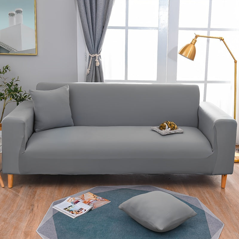 Modern sofa cover with non-slip elastic band, machine washable, made of 95% polyester and 5% spandex. Compatible with various sofa sizes, no printing, stitched craftsmanship, fabric weight of 100-120 g/m².