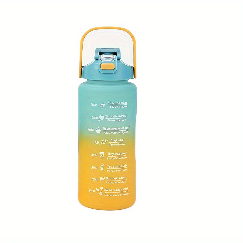 Set of 3 motivational water bottles (2000ml, 800ml, 300ml) with straw, sleeve. Ideal for outdoor activities and birthdays.