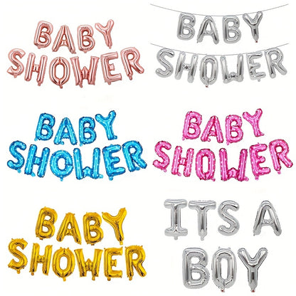 40.64cm Baby Shower Balloon Banner featuring "It's A Boy", "It's A Girl", and "Oh Baby" Foil Balloons for Gender Reveal Party.