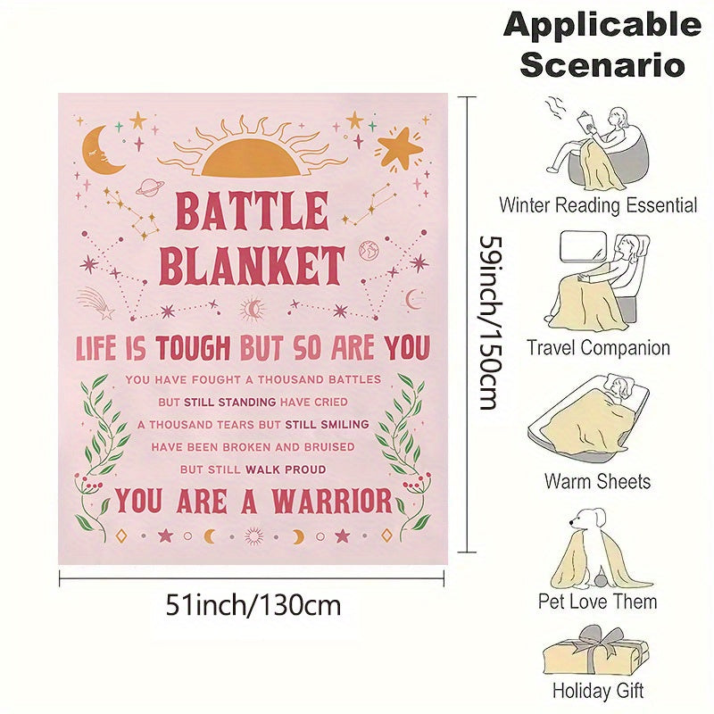 Women's Inspirational Cancer Care Blanket - Cozy Flannel Throw with Uplifting Quotes, Ideal for Those Going Through Chemo or Fighting Cancer - A Thoughtful Gift for Healing and Comfort, Perfect for Home, Office, or Outdoor Use