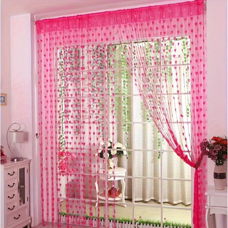 Romantic heart tassel door curtain in pink, ideal for weddings and home decor.