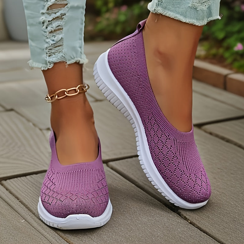 Women's lightweight, breathable slip-on sneakers with PVC sole, EVA insole, and round toe mesh for all seasons.