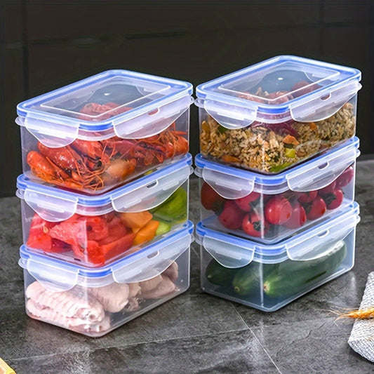 Set of 4 Square Food Storage Containers with Easy-to-Use Flip-Top Lids, Made of Polypropylene Material, Suitable for Microwave, Ideal for Organizing Kitchen, Storing Meat, Fruit and Vegetables - Hand Wash Suggested