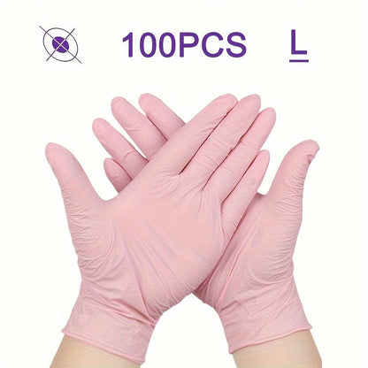 Pink High Quality Nitrile Disposable Gloves - Pack of 100 | Waterproof, Durable, Ideal for Kitchen, Cleaning, Tattoo, Beauty Salon, Hair Dyeing, Hotel, Pet Care, and Home Use