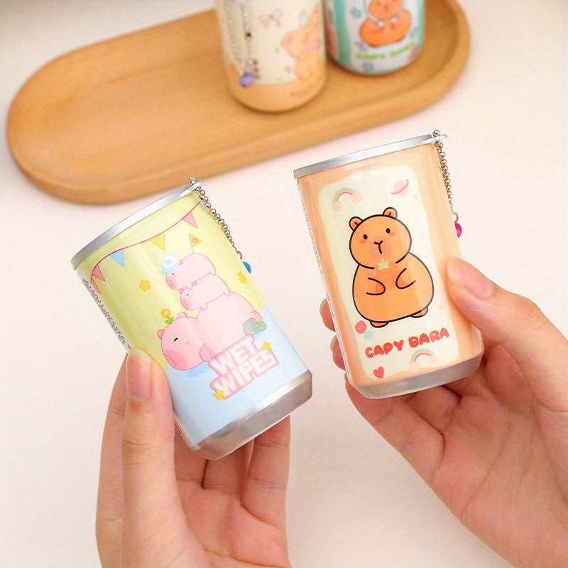 Portable Travel Wipes - 30 Pack of Mini Disposable Wet Wipes in Cute Canister. Perfect for Cleaning on the Go, Ideal for All Ages.