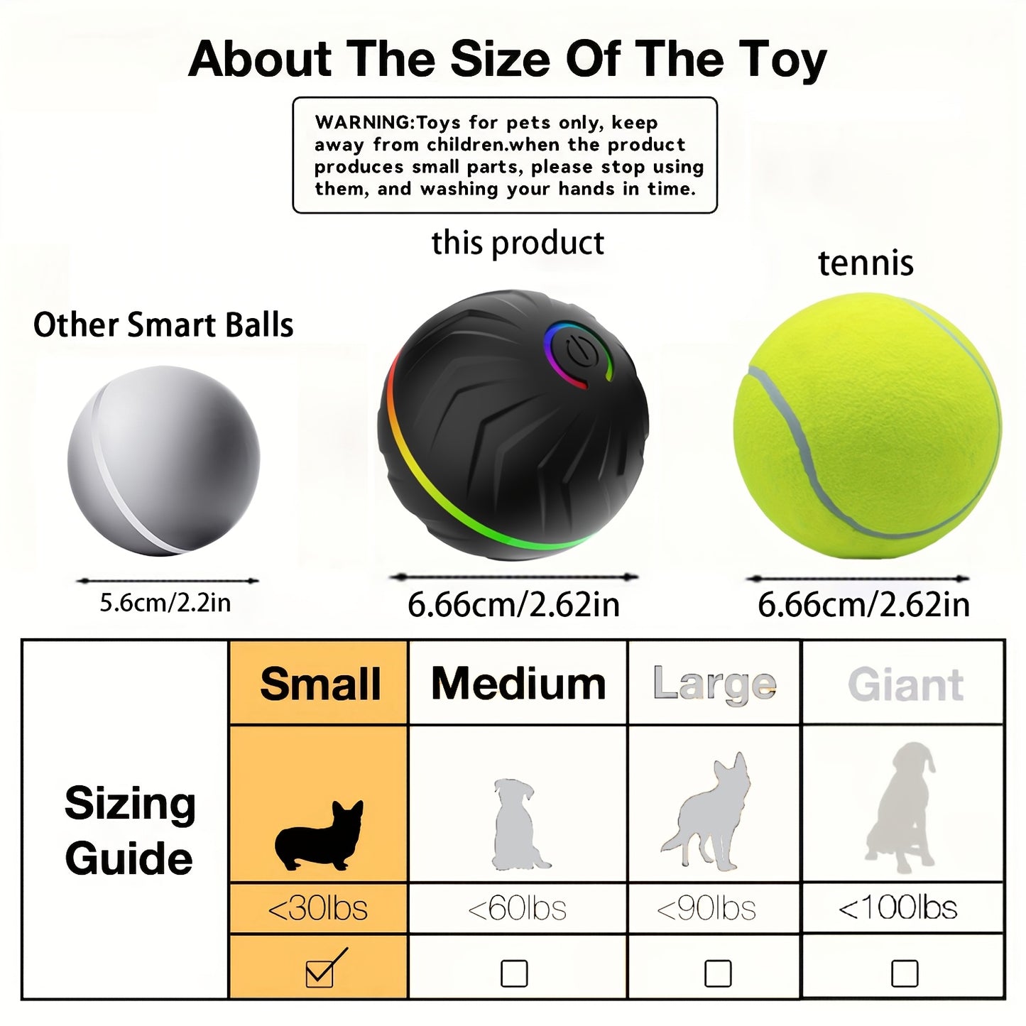 1 upgraded large pet jumping ball in striped silicone, USB rechargeable with LED lights, precise movement for all breed sizes.