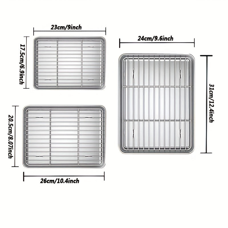 Essential Kitchen Set: Stainless Steel Baking Sheet and Cooling Rack - Safe for Dishwasher, Non-Toxic, Perfect for Compact Ovens - Great for Baking Cookies, Meats, Vegetables, and More