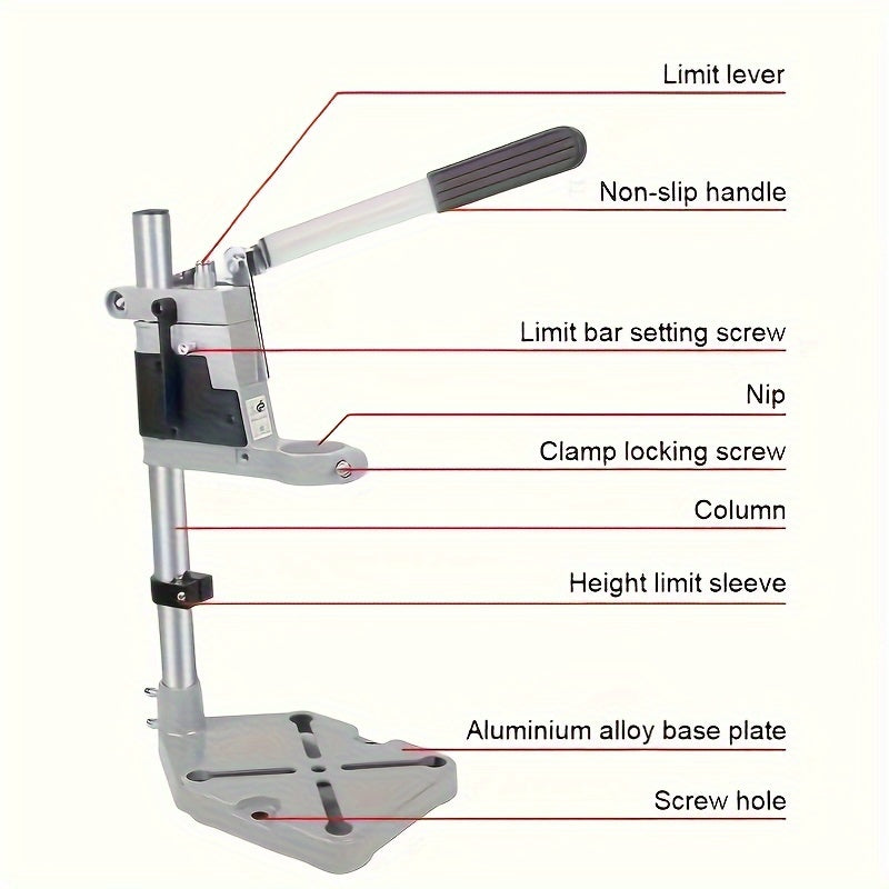 Heavy-duty aluminum vise clamp & drill press stand, multi-functional workstation for woodworking & engineering, waterproof & adjustable height, no assembly required, compatible with