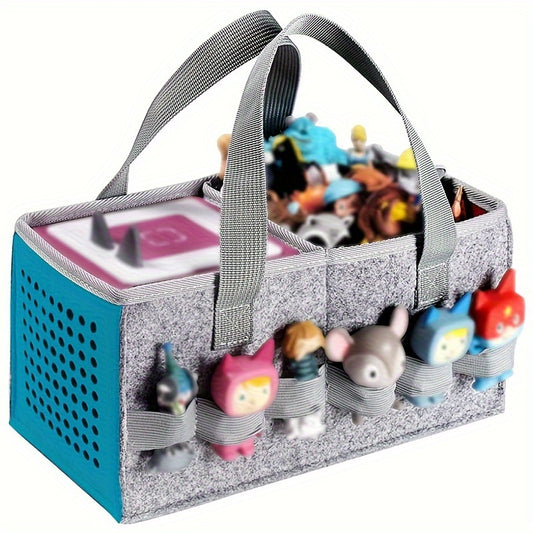 Portable felt tote bag with handles, ideal for audio players and gear. Large organizer in solid color, not waterproof. Suitable for camping and outdoor activities. 10L capacity, suitable