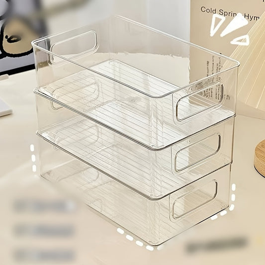 Portable desktop storage box made of acrylic for cosmetics, stationary, toiletries, medicines, and household items. Can be used as a multi-functional storage organizer or makeup organizer.