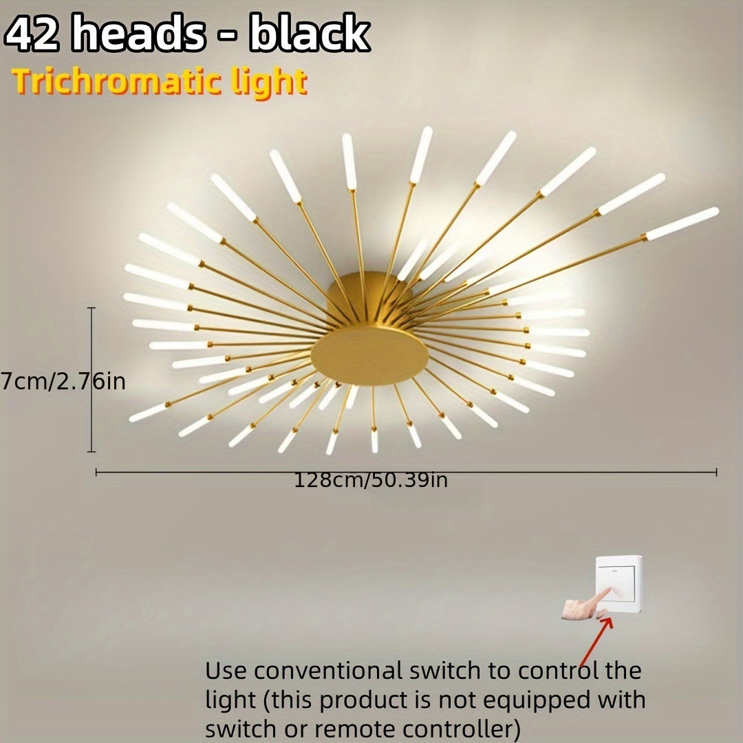 Contemporary LED ceiling lamp in warm white perfect for indoor living spaces such living room, dining room, or bedroom.