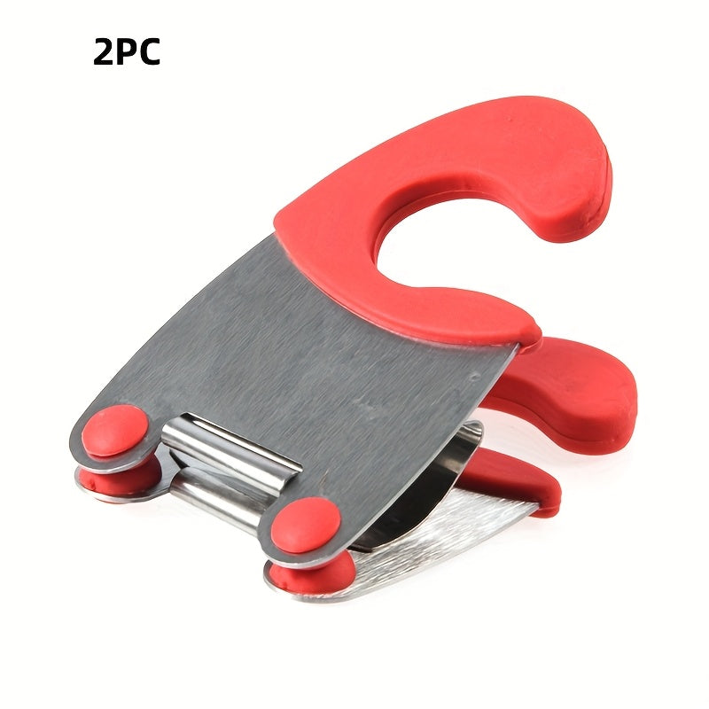 1/2 pieces of Stainless Steel Pot Side Clips, Anti-Scald Spoon Holder, Food-Safe Metal Kitchen Gadgets with Rubber Grip, Cooking Tools for Home and Restaurant Use.