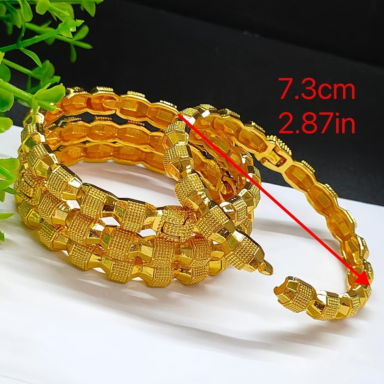 Set of 4 Women's Golden Color Bangle Bracelets - Perfect Wedding or Holiday Gift