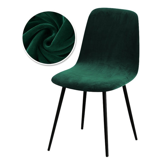 Arc-shaped short back chair slipcover made of velvet fabric, suitable for bar chairs in dining rooms and home offices.