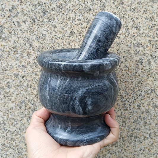 Handcrafted Marble Mortar and Pestle Set for Grinding Spices, Grains, Sauces, and More in the Kitchen