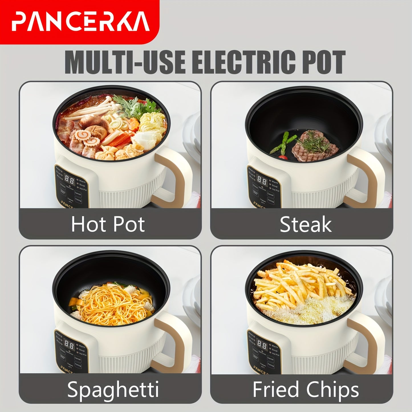 1.0L Mini Electric Cooking Pot with Steamer for Household Use, Multifunctional Hot Pot with Non-Stick Smart Model and European Standard Plug