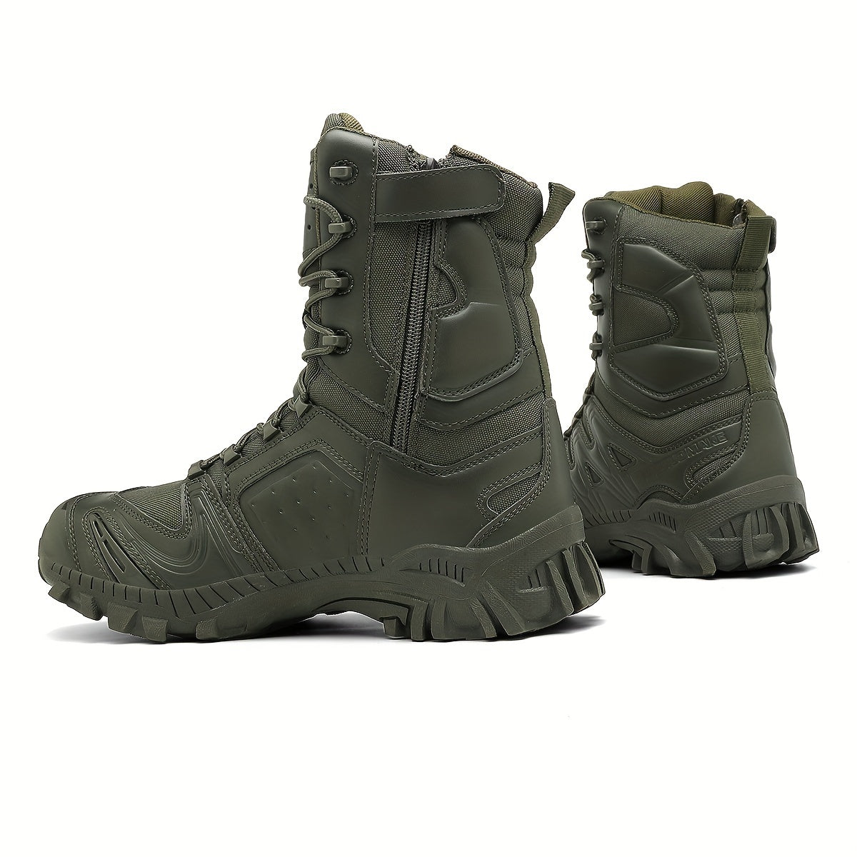 Men's high top hiking boots with zipper, ideal for outdoor mountain climbing. Comfortable, non-slip, and durable.