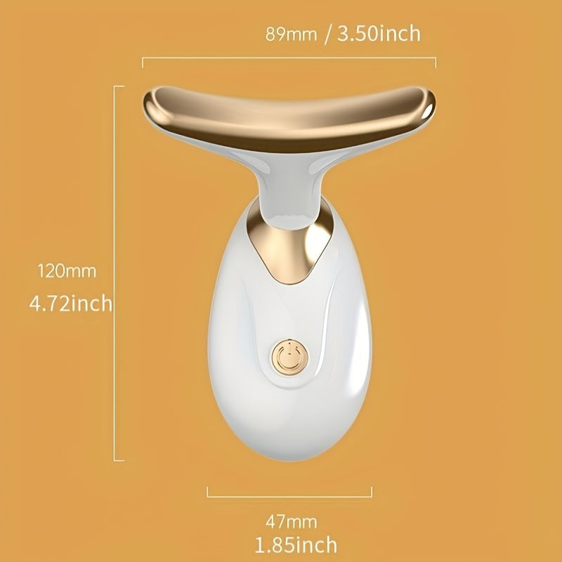 Portable neck and facial massager for home beauty, battery-powered (AAA), personal care electronics.