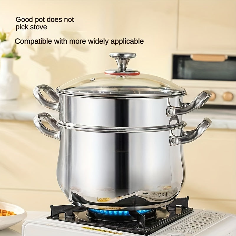 This versatile and durable 5-piece cookware set features double-layer construction for high-quality cooking results. Whether you're cooking for a restaurant, family, or outdoor adventure, this multi-functional steamer is designed to meet all of your