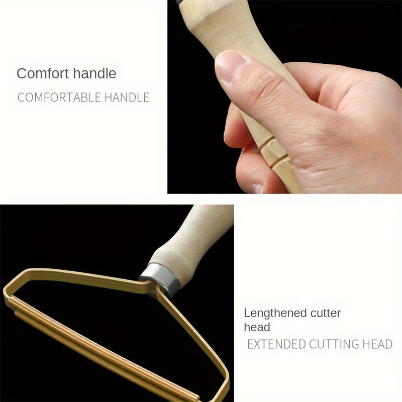 Pet hair remover tool with metal blade for cleaning carpets, clothing, and upholstery.