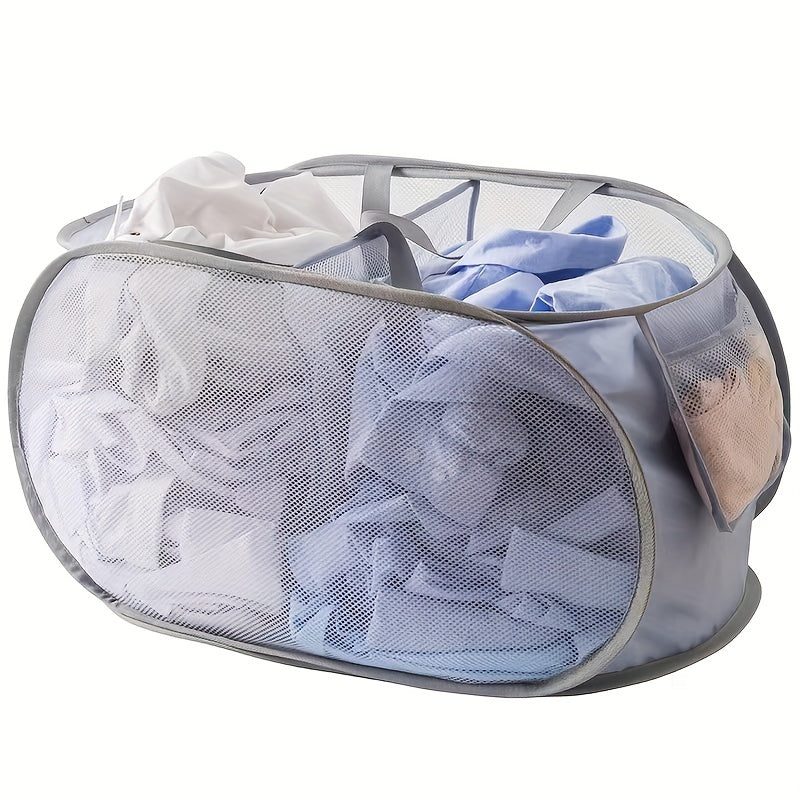 Portable laundry bag with 2/3 compartments for adults and children. Easily foldable and convenient for carrying. Separate storage for dirty clothes. Thickened material for durability and easy cleaning.