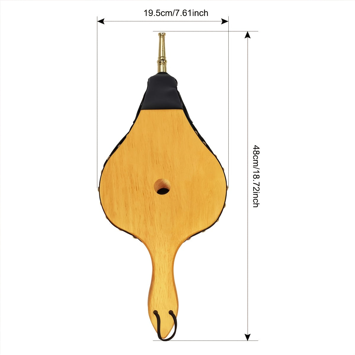 Large Leaf-Shaped Bellows - Oak Wood, 48.26cm x 20.32cm - Ideal for BBQs, Fireplaces, Fire Pits, Indoor & Outdoor Stoves, and Camping - Features Hanging Strap and Durable Zinc Alloy Nozzle