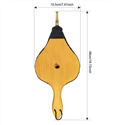 Large Leaf-Shaped Bellows - Oak Wood, 48.26cm x 20.32cm - Ideal for BBQs, Fireplaces, Fire Pits, Indoor & Outdoor Stoves, and Camping - Features Hanging Strap and Durable Zinc Alloy Nozzle