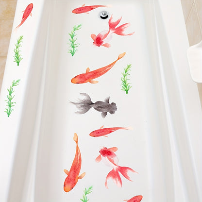 6 Chinese-style fish bathtub decals to prevent slipping.